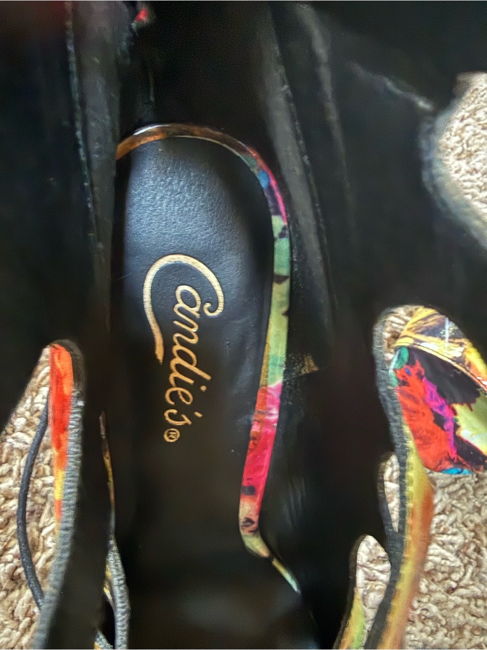 Colorful Lace-Up Peep Toe Heel booties- Multi 9.5- Candies - Picture 3 of 7